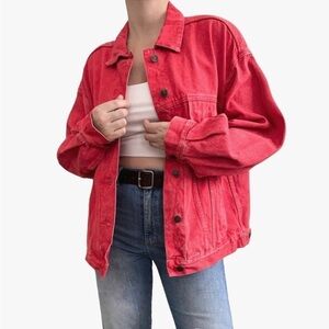 Vintage Eddie Bauer Red denim Jean jacket Sz M